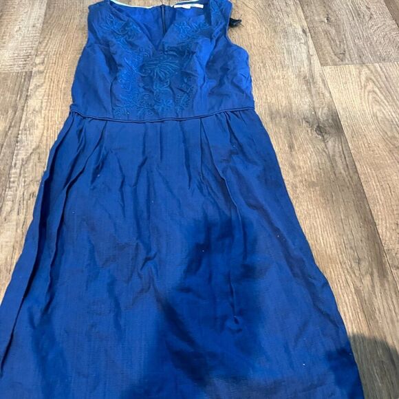 Boden Cobalt Blue Sleeveless Embroidered Sheath Dress Lined Knee-Length Size 6 - Picture 6 of 11